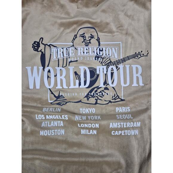 NWT True Religion Velour Tour Track Jacket Gold w/ Knit Trim Mens Sz M $139 - Picture 5 of 6